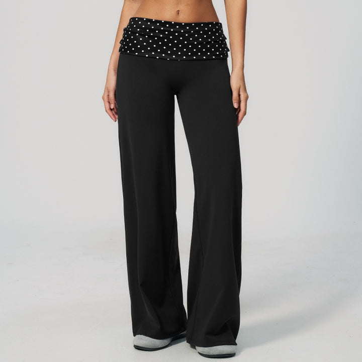 Retro Foldover Wide Leg Yoga Pants
