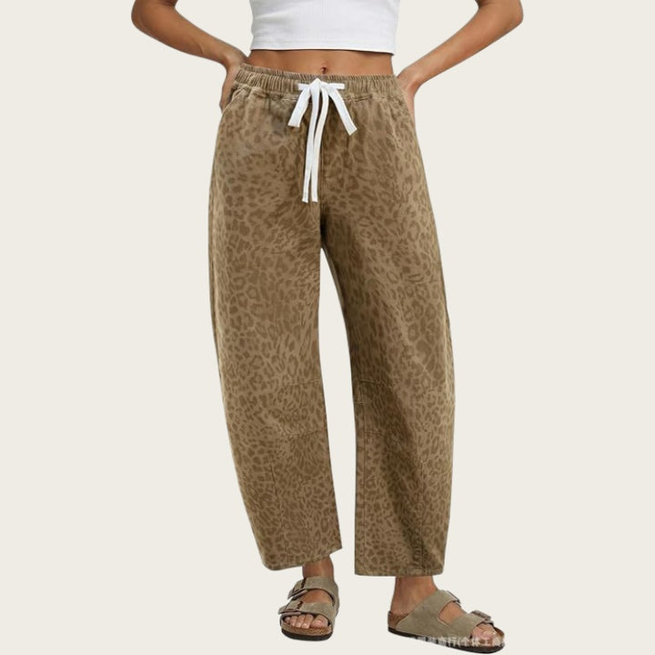 Leopard Wide Leg Drawstring Pants
