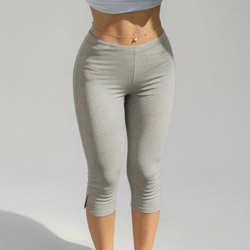 High Waist Split Hem Capri Leggings