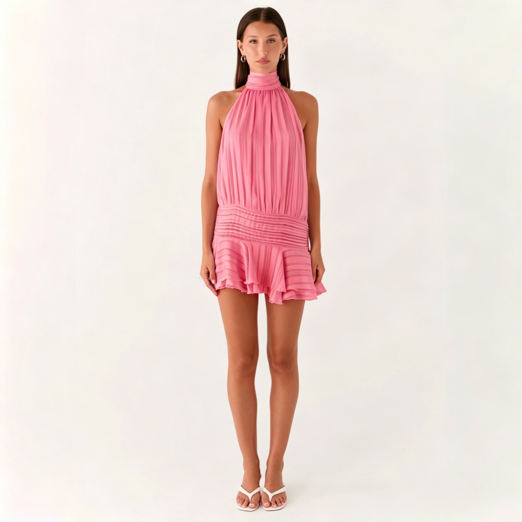 Sexy Halter Backless Tie Dress