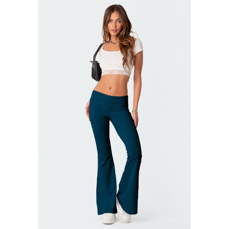 High Waist Slim Flared Pants