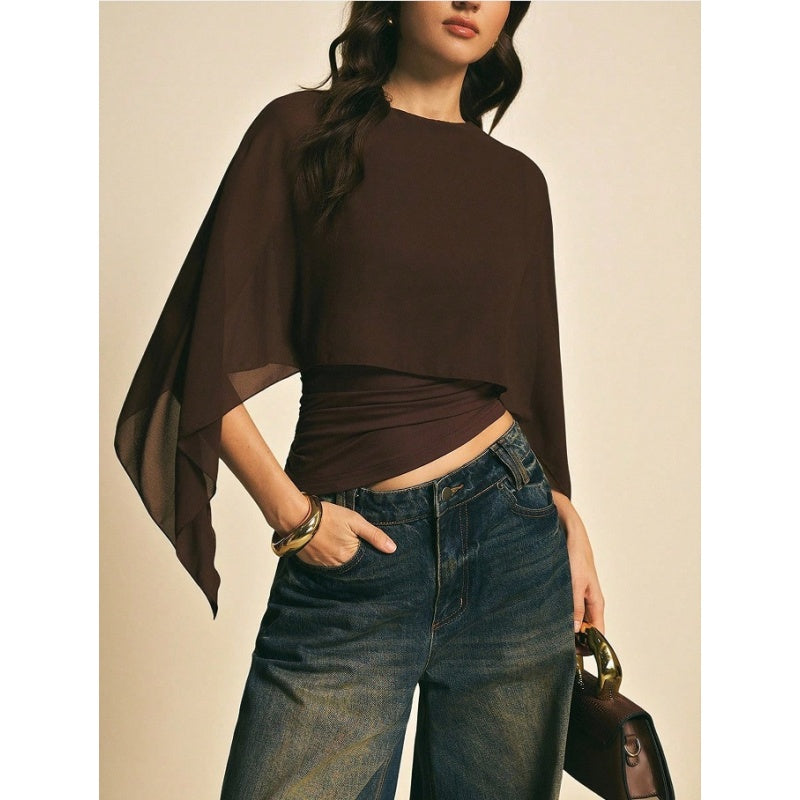 Elegant Cape Sleeve Chiffon Top