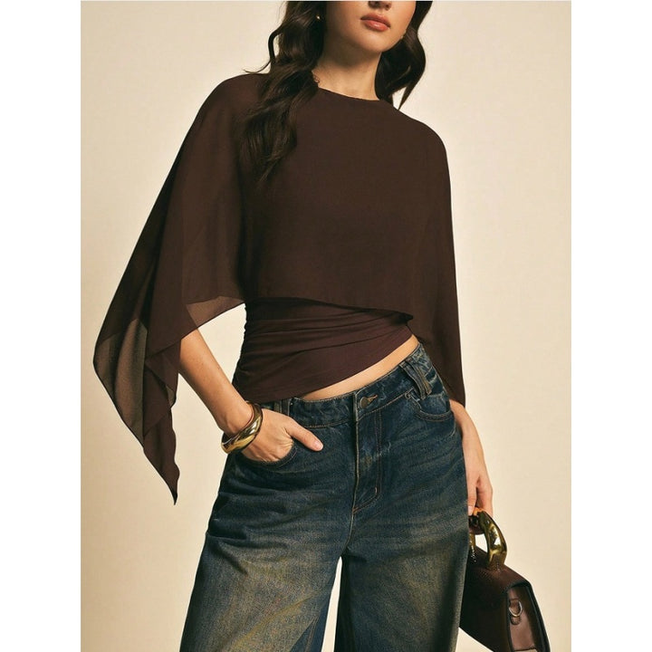 Elegant Cape Sleeve Chiffon Top