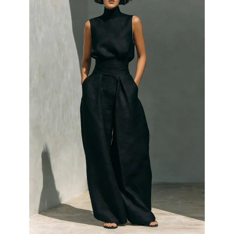 Linen Wide Leg Pants Set