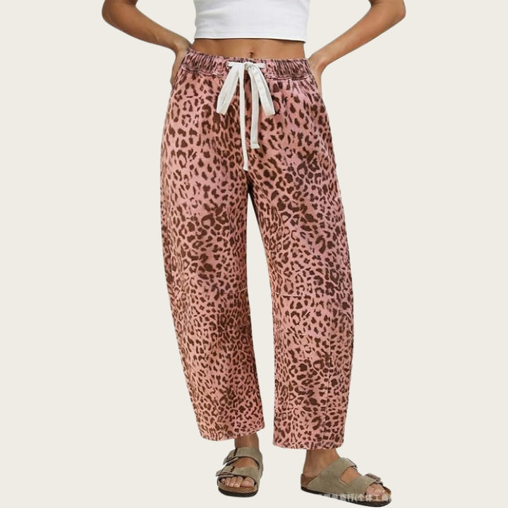 Leopard Wide Leg Drawstring Pants
