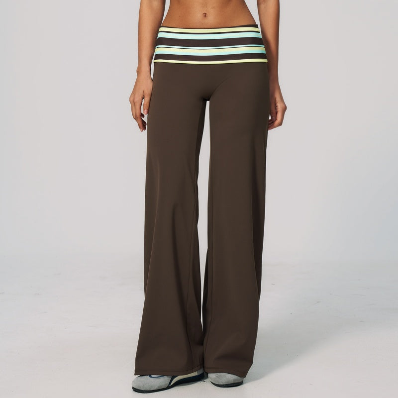 Retro Foldover Wide Leg Yoga Pants