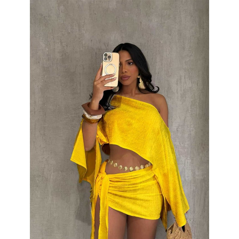One Shoulder Resort Skirt Set