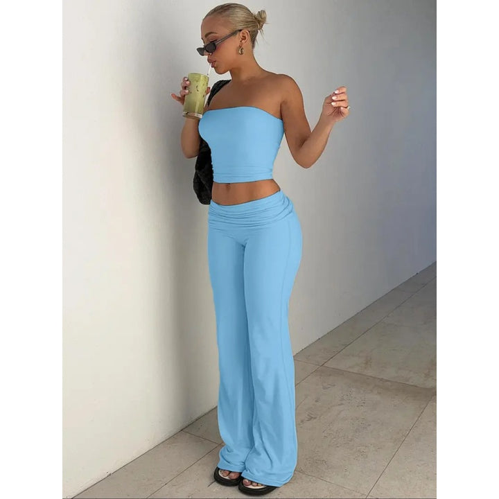 Strapless Flare Pants Two Piece Set