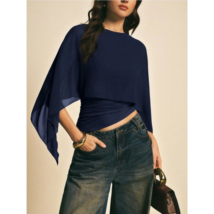 Elegant Cape Sleeve Chiffon Top