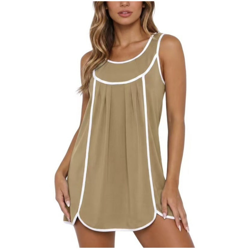 Sleeveless Contrast Cover Up Dress