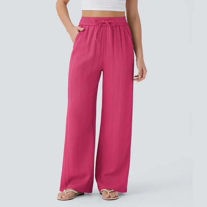 High Waist Drawstring Wide Leg Pants