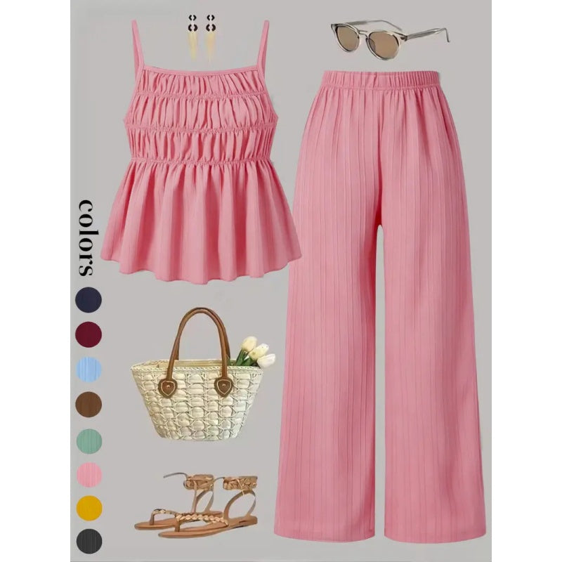 Textured Wide Leg Lounge Set