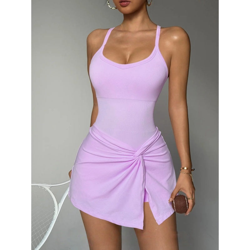 Twist Skirt Tennis Romper Dress