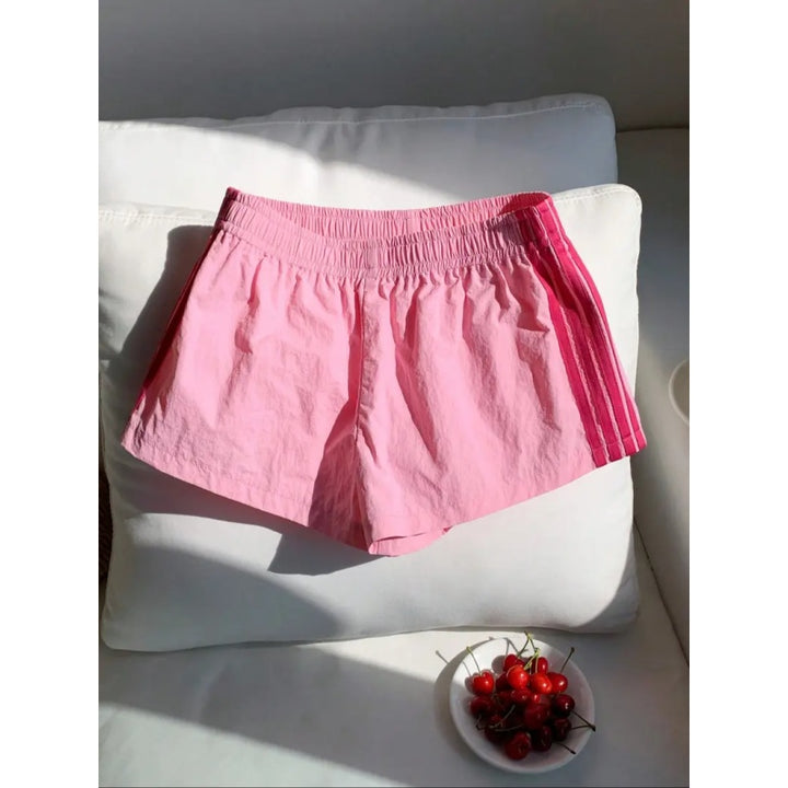 Retro Stripe High-Waist Shorts