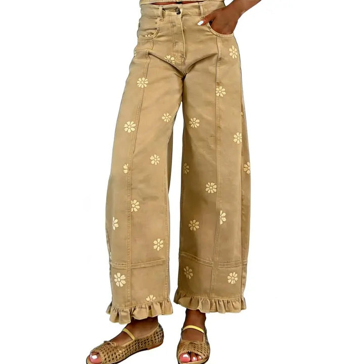 Floral Barrel Wide Leg Jeans