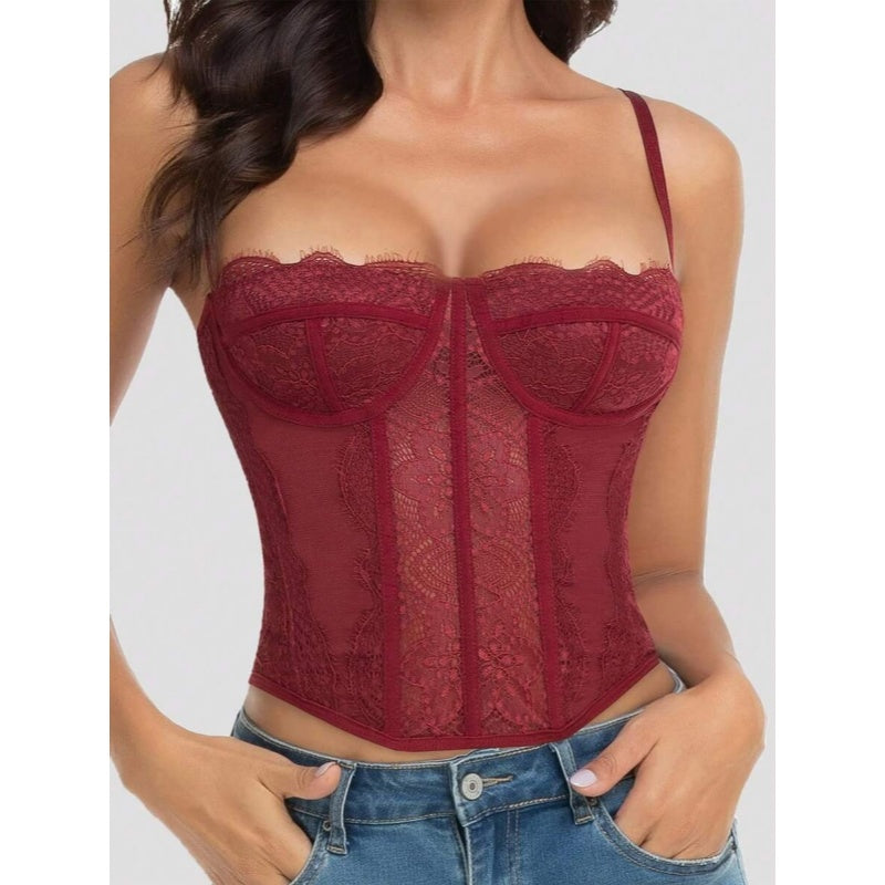 Lace Boned Corset Bustier Top