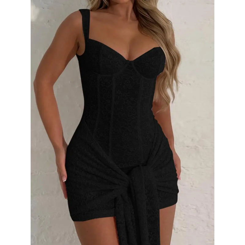 Lace V Neck Corset Bodycon Dress