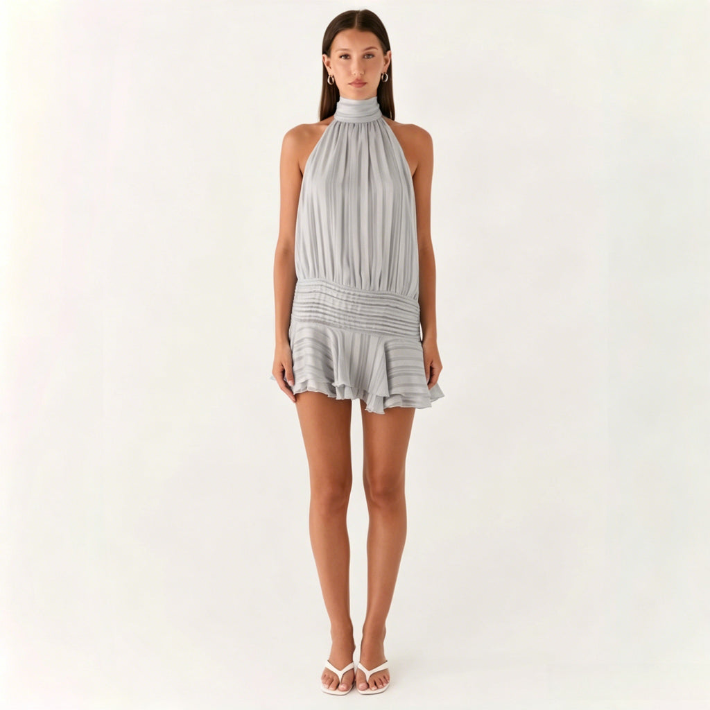 Sexy Halter Backless Tie Dress