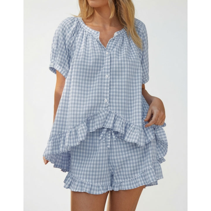Gingham Lounge Shorts Set