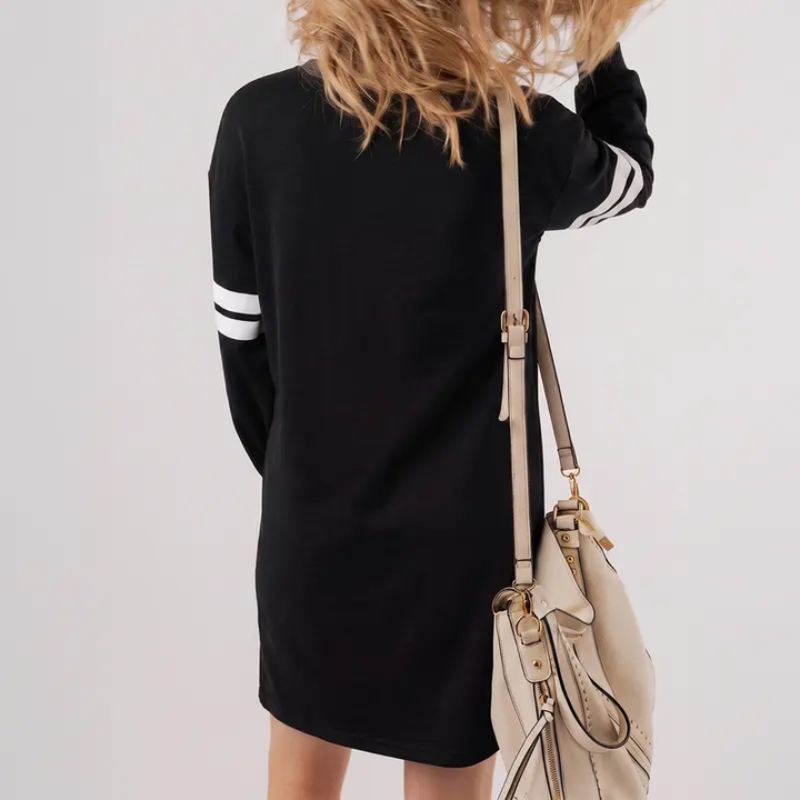 Striped Long Sleeve Sweatshirt Dress