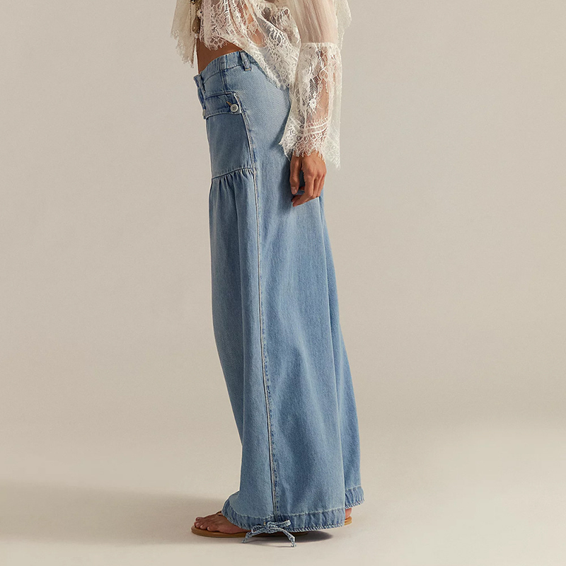 Retro drawstring ankle jeans