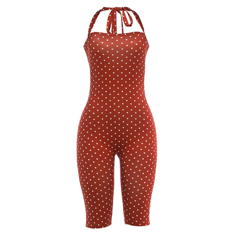 Polka Dot Halter Sleeveless Jumpsuit