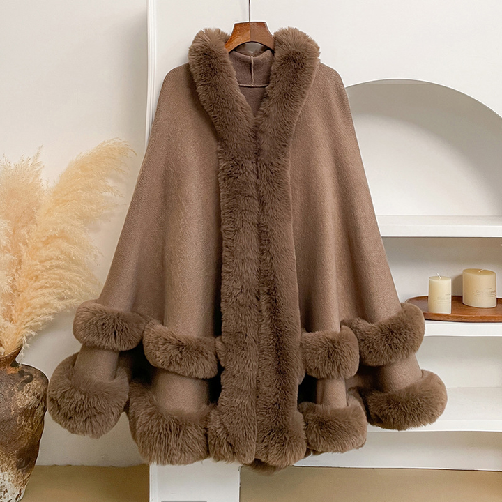 Women Autumn Winter Hooded Cape Coat
