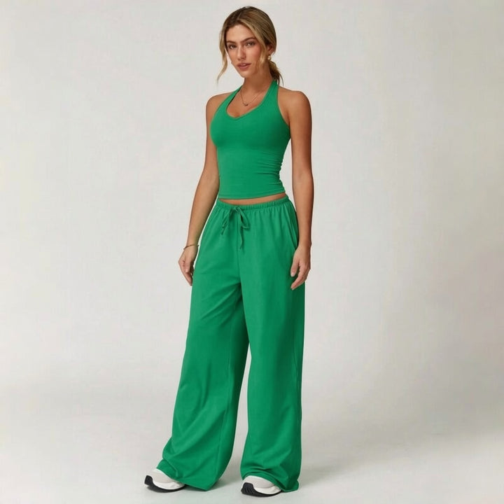 Strappy Back Wide Leg Athleisure Set