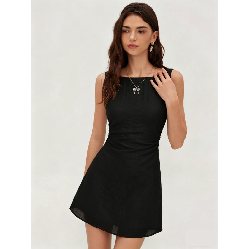 Backless Bow A Line Mini Dress