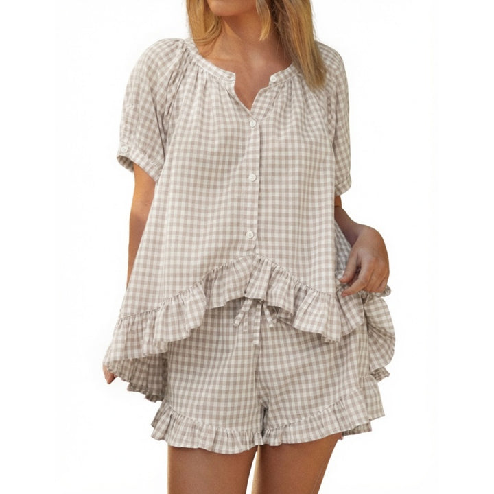 Gingham Lounge Shorts Set