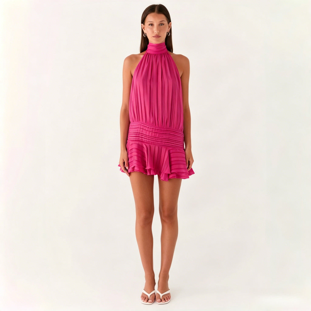 Sexy Halter Backless Tie Dress