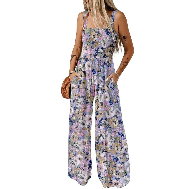 Floral Pocket Wide Leg Jumpsuit