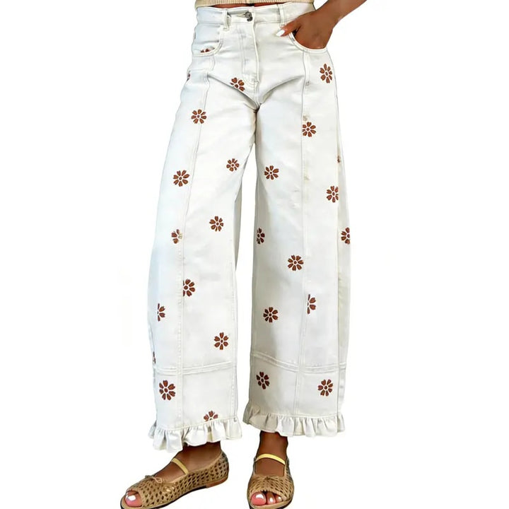 Floral Barrel Wide Leg Jeans