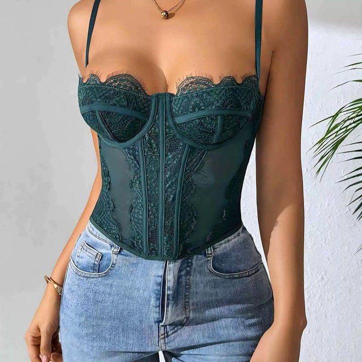 Lace Boned Corset Bustier Top