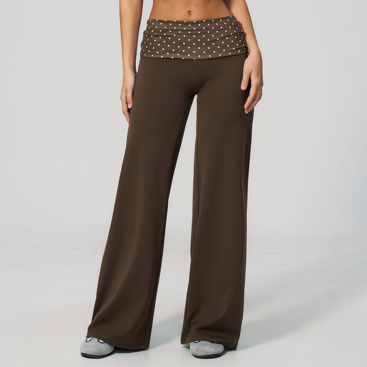 Retro Foldover Wide Leg Yoga Pants