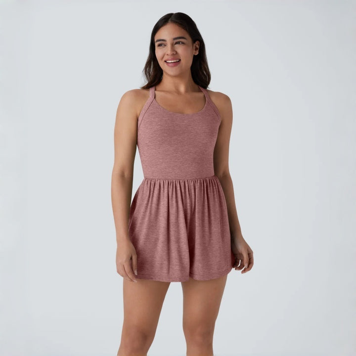 Backless Tie Pocket Romper Dress