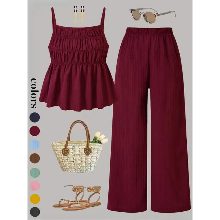 Textured Wide Leg Lounge Set