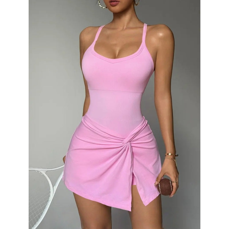 Twist Skirt Tennis Romper Dress