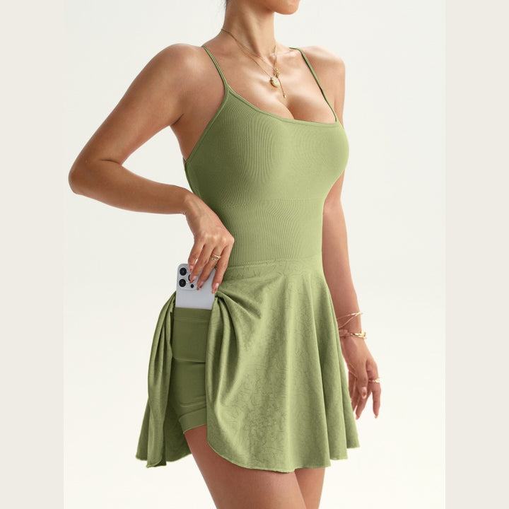 Pocket Crisscross Tennis Romper Dress
