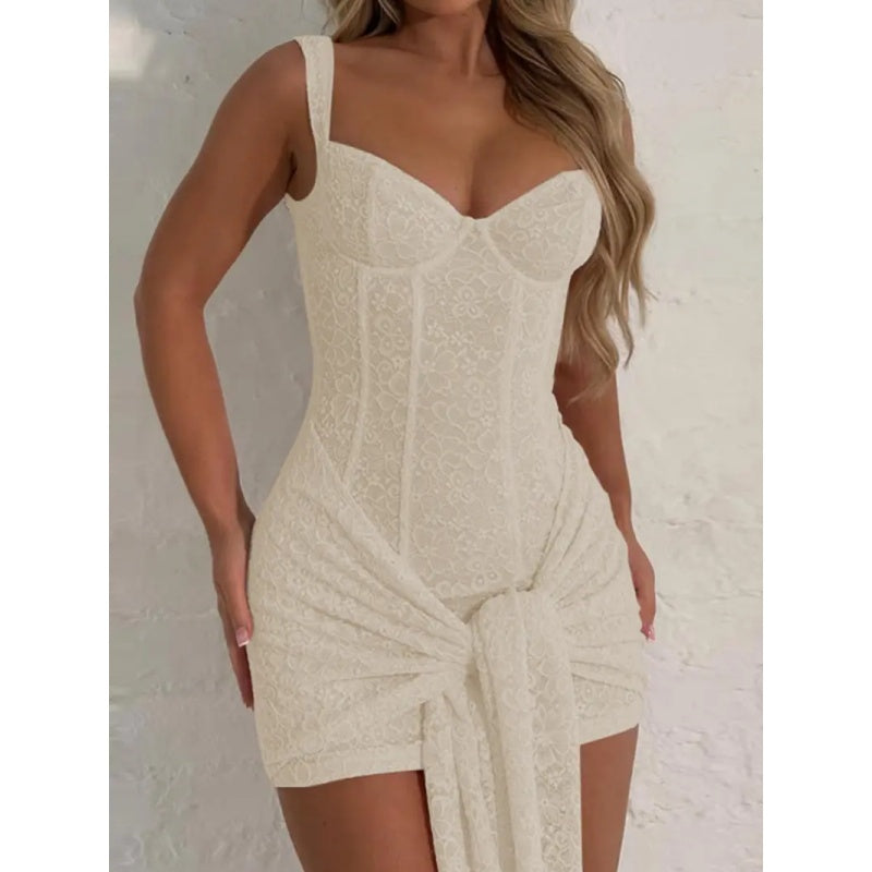 Lace V Neck Corset Bodycon Dress