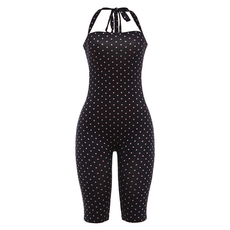 Polka Dot Halter Sleeveless Jumpsuit