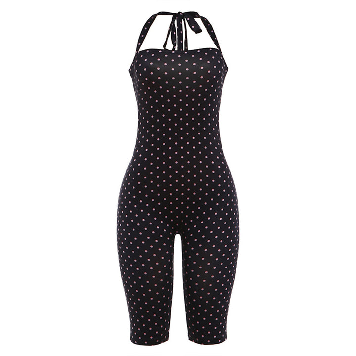 Polka Dot Halter Sleeveless Jumpsuit