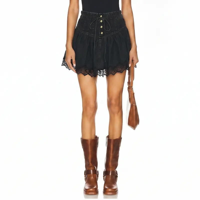 Casual Fall Denim Mini Skort for Women