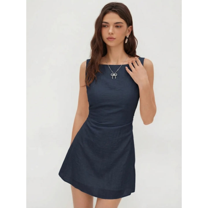 Backless Bow A Line Mini Dress