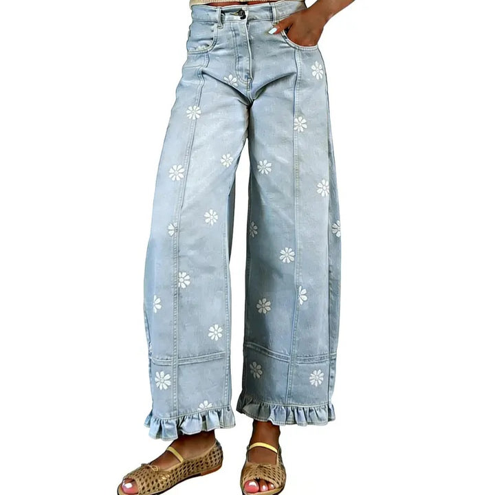 Floral Barrel Wide Leg Jeans