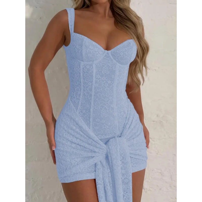 Lace V Neck Corset Bodycon Dress