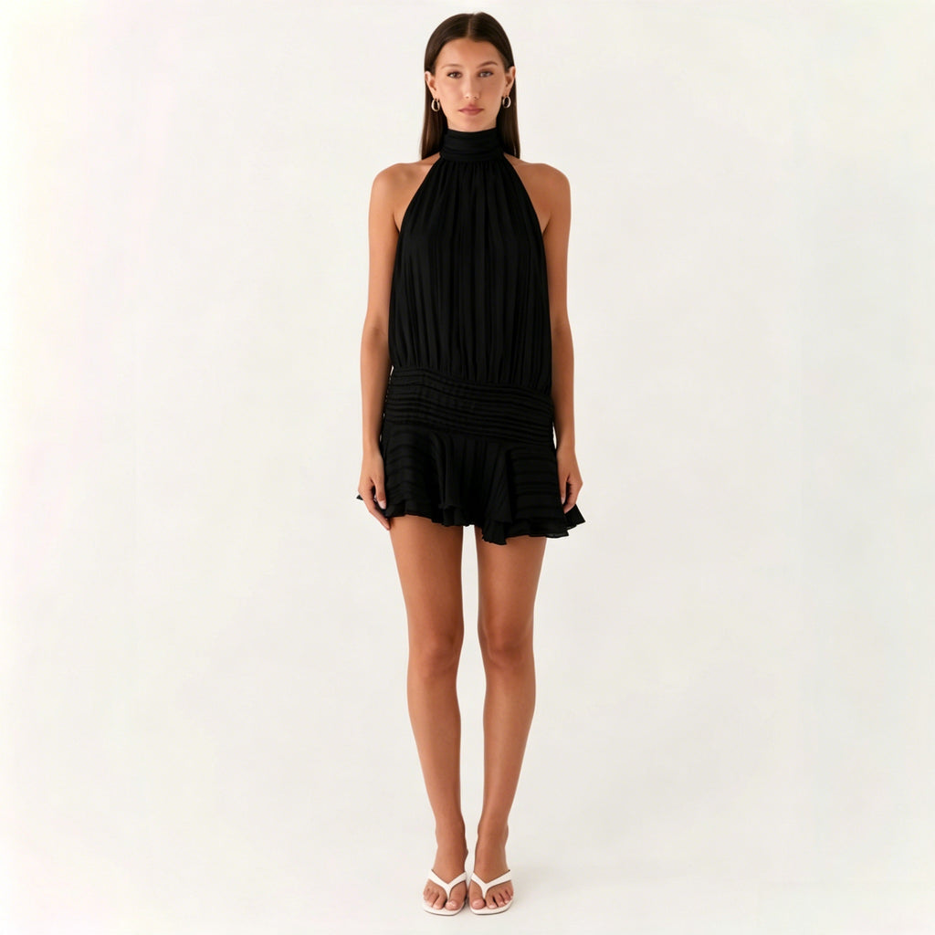 Sexy Halter Backless Tie Dress