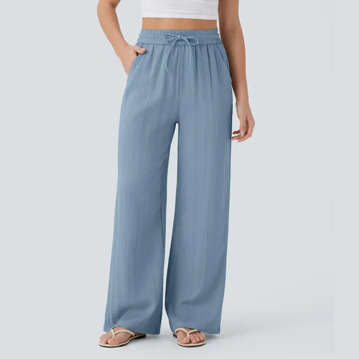 High Waist Drawstring Wide Leg Pants