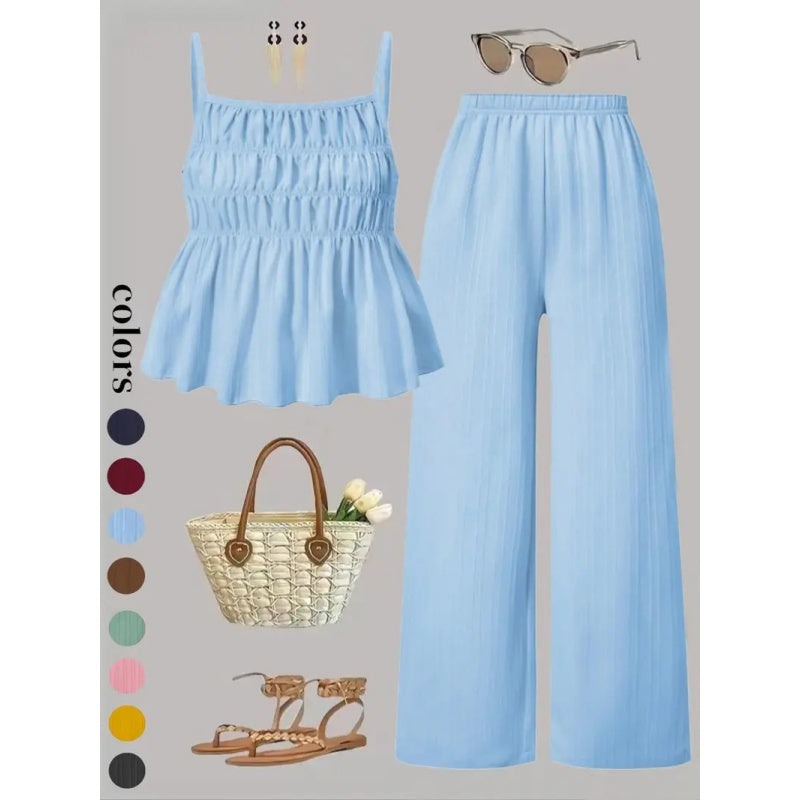 Textured Wide Leg Lounge Set