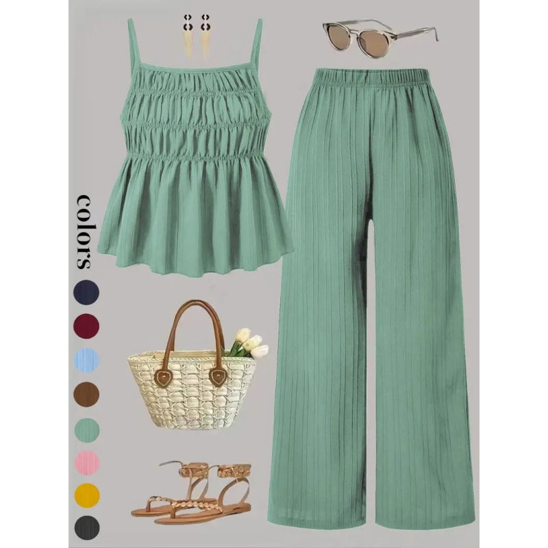 Textured Wide Leg Lounge Set